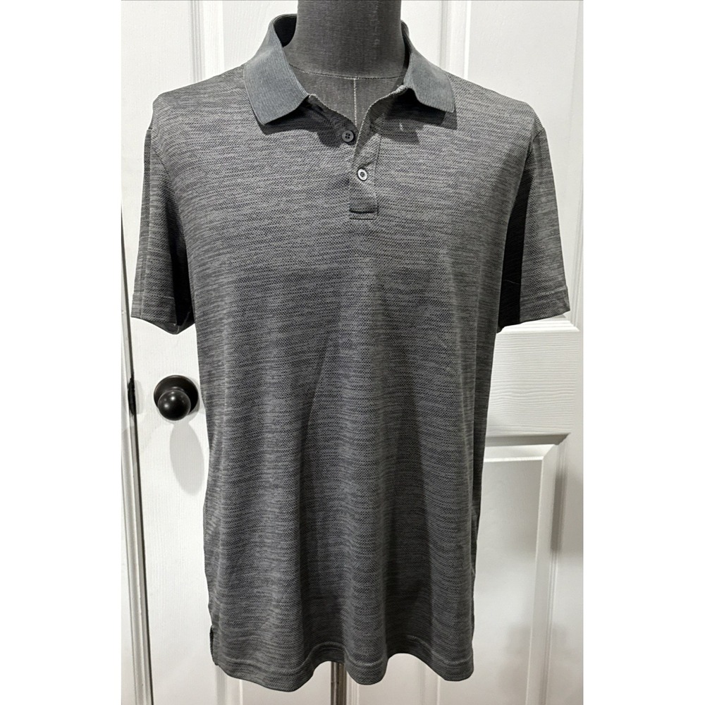London Fog Polo Shirt Mens Medium Gray New Short Sleeve Textured